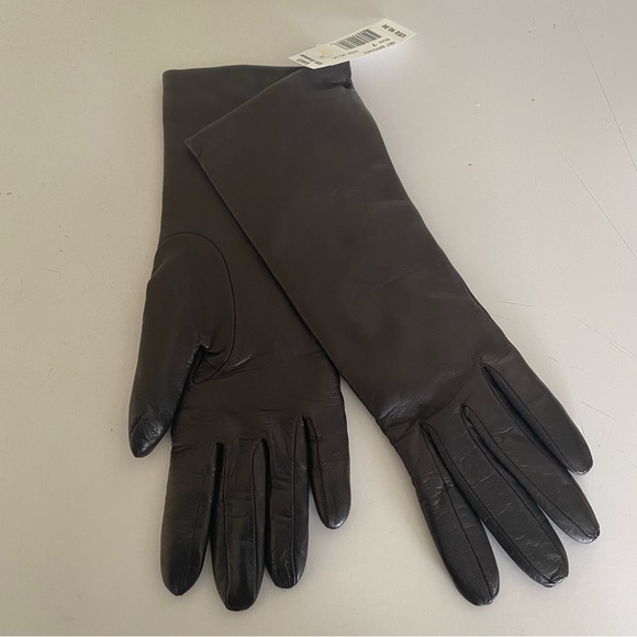 Sak’s Fifth Avenue Brown Cashmere Lined Leather Gloves - Picture 5 of 5